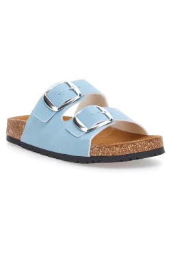 Ciabatte azzurre doppia fibbia sottopiede in pelle suola antiscivolo 335CF20630SR-PITTARELLO GREEN WALK Best