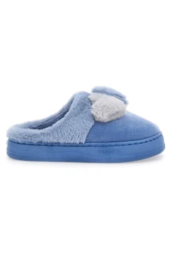 Ciabatte azzurre in peluche con fiocco 25839-COVERI WORLD Outlet