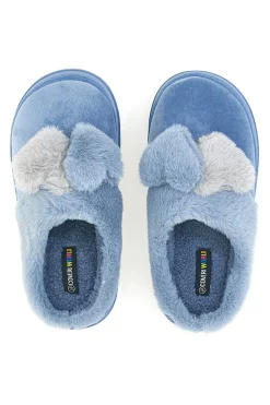 Ciabatte azzurre in peluche con fiocco 25839-COVERI WORLD Outlet