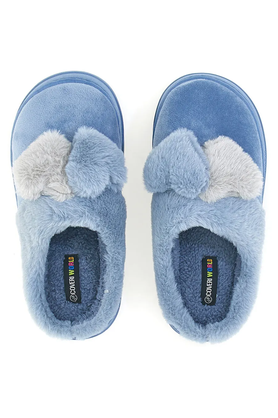 Ciabatte azzurre in peluche con fiocco 25839-COVERI WORLD Outlet