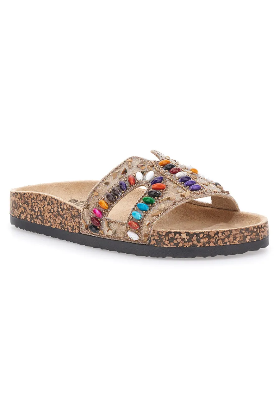 Ciabatte beige con applicazioni multicolor 14219-PRIMA RIGA