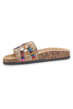 Ciabatte beige con applicazioni multicolor 14219-PRIMA RIGA