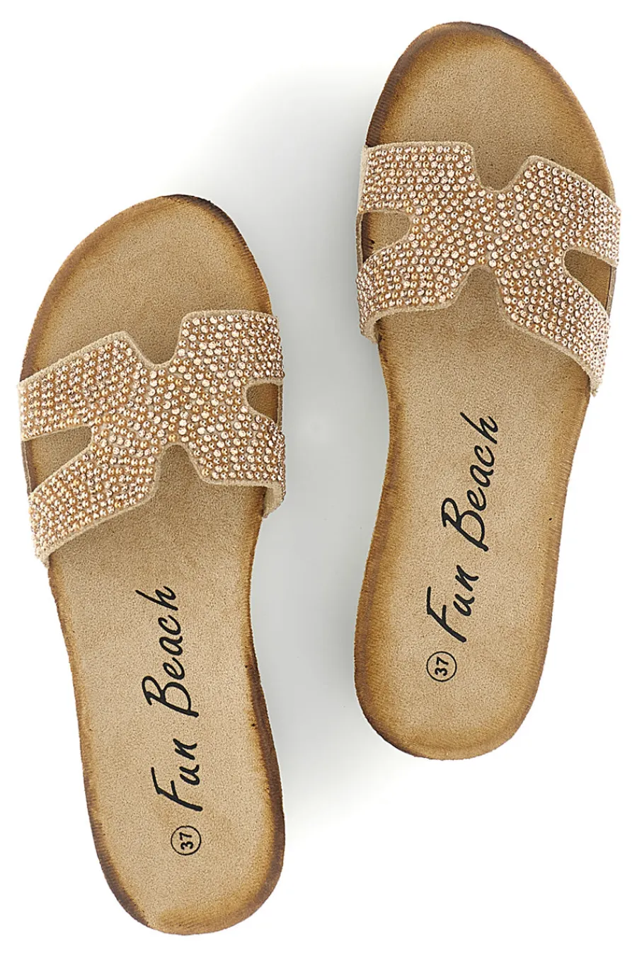 Ciabatte beige con brillantini 18103-FUN BEACH Discount