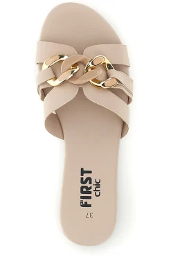 Ciabatte beige con catena decorativa PREA1320-THE FIRST CHIC