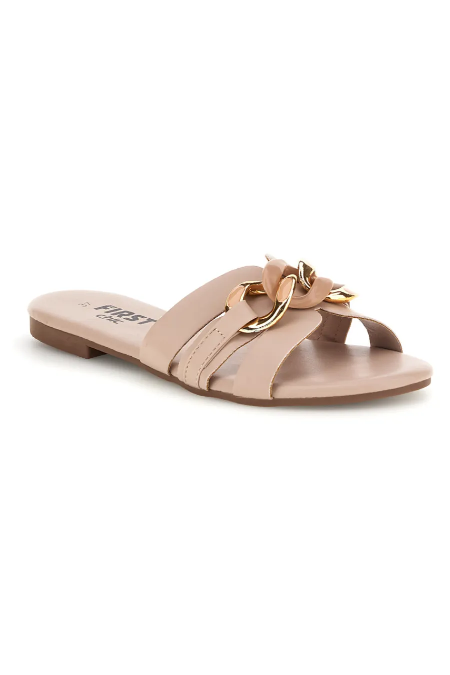 Ciabatte beige con catena decorativa PREA1320-THE FIRST CHIC