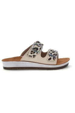 Ciabatte beige con doppia fascia e doppia fibbia 58 CP-INBLU Discount