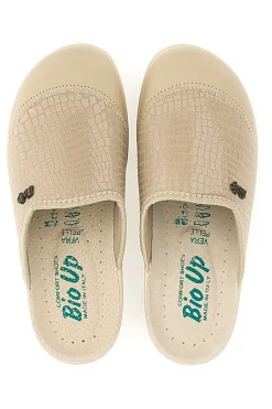 Ciabatte con Tomaia in Pelle Effetto Lucido 753-BIO UP