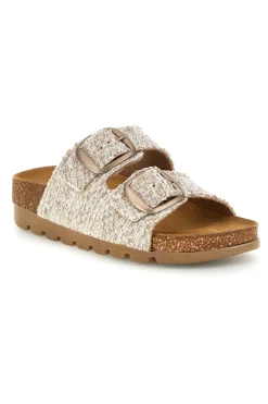Ciabatte beige effetto intrecciato con sottopiede in vera pelle 335P20630SR-PITTARELLO BIO Hot