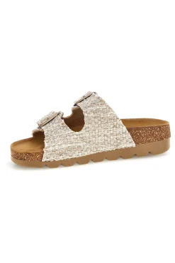 Ciabatte beige effetto intrecciato con sottopiede in vera pelle 335P20630SR-PITTARELLO BIO Hot