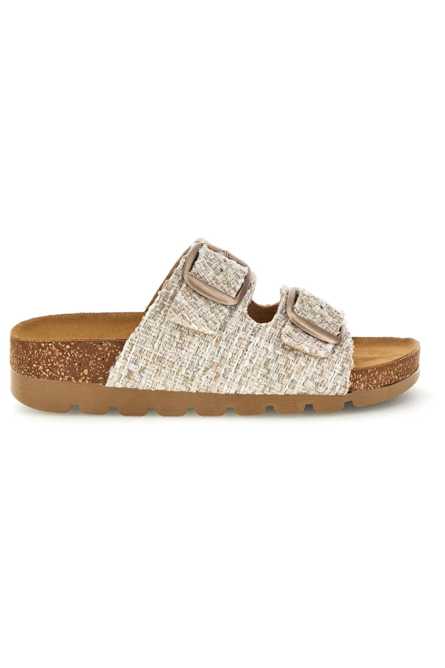 Ciabatte beige effetto intrecciato con sottopiede in vera pelle 335P20630SR-PITTARELLO BIO Hot