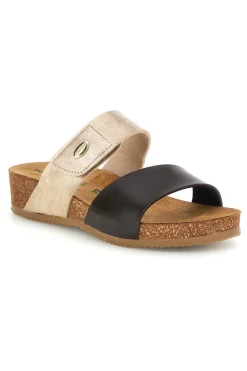 Ciabatte beige e marroni con sottopiede in vera pelle 293A485SR-PITTARELLO ECO Outlet
