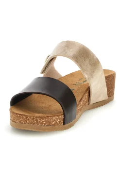 Ciabatte beige e marroni con sottopiede in vera pelle 293A485SR-PITTARELLO ECO Outlet