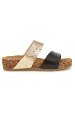 Ciabatte beige e marroni con sottopiede in vera pelle 293A485SR-PITTARELLO ECO Outlet