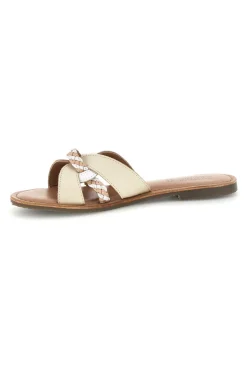 Ciabatte in vera pelle con fasce incrociate TIMA3960-PITTARELLO SUN Outlet