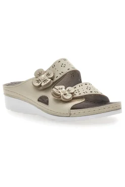 Ciabatte beige traforate con doppia fibbia comfort 54344-TIGLIO Sale