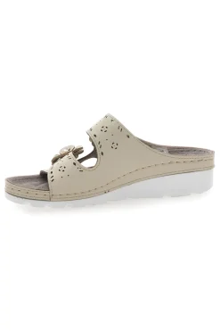 Ciabatte beige traforate con doppia fibbia comfort 54344-TIGLIO Sale