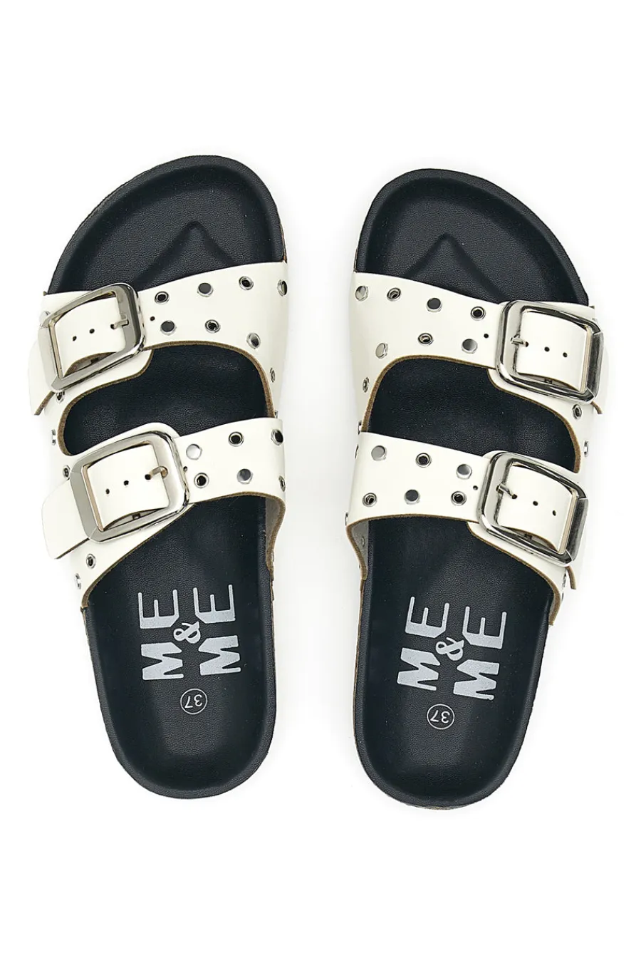 Ciabatte bianche con borchie e fibbie grandi ME & ME 14198-ME u0026 ME Sale