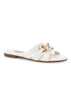 Ciabatte bianche con catena decorativa PREA1320-THE FIRST CHIC Clearance