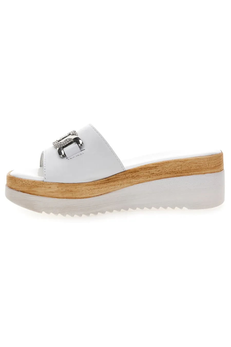 Ciabatte Bianche con Catenina Argento e Platform 3456-PITTARELLO LOVE New