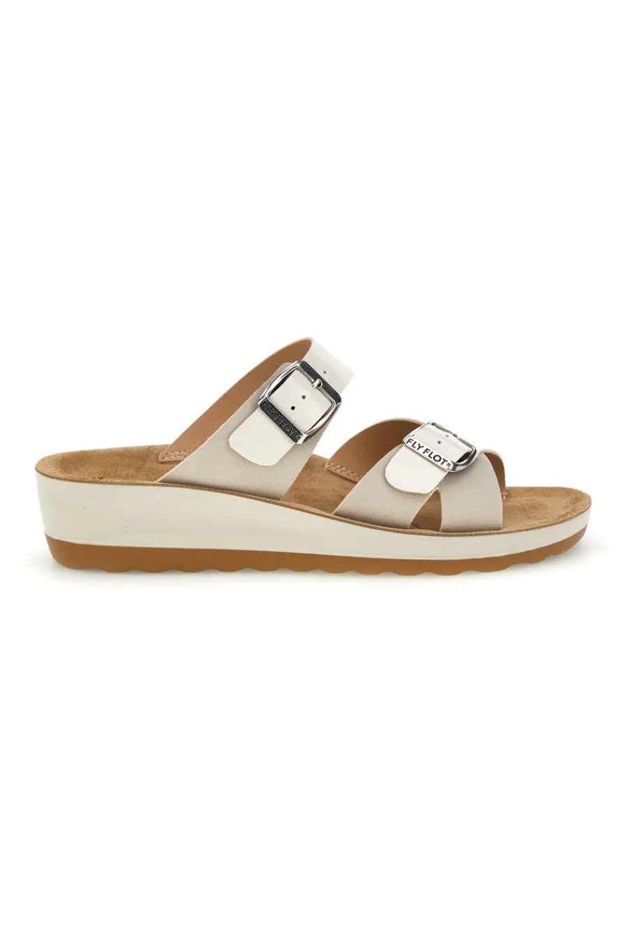 Ciabatte bianche con doppia fascia regolabile e zeppa 90420k26hc-FLY FLOT