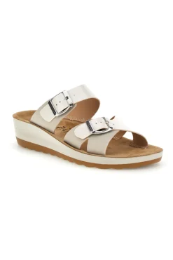 Ciabatte bianche con doppia fascia regolabile e zeppa 90420k26hc-FLY FLOT