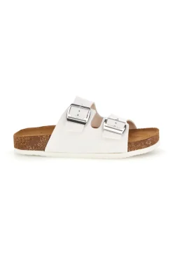 Ciabatte bianche con doppia fascia regolabile Made in Italy in vera pelle S31C731-SUPERGA Clearance