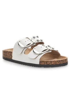 Ciabatte bianche con doppia fibbia e borchie Me & Me 14320-ME u0026 ME Best