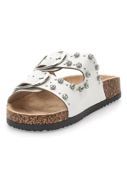 Ciabatte bianche con doppia fibbia e borchie Me & Me 14320-ME u0026 ME Best