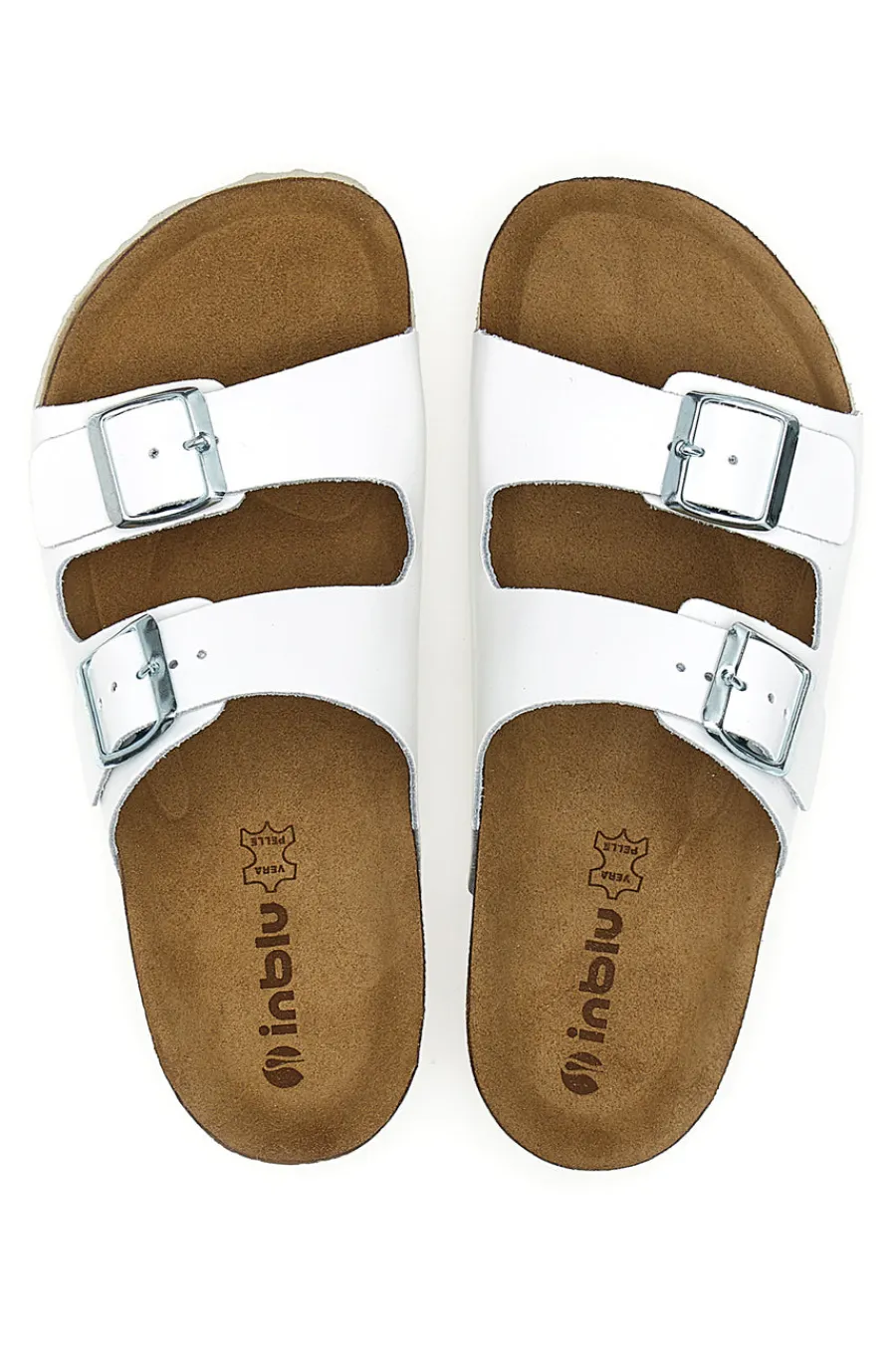 Ciabatte Bianche con Doppia Fascia e Sottopiede in Pelle 20 ND-INBLU Hot