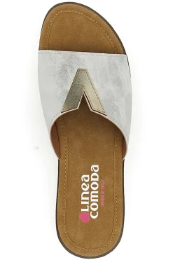 Ciabatte bianche con fascia intrecciata e plantare morbido 6526-LINEA COMODA Discount