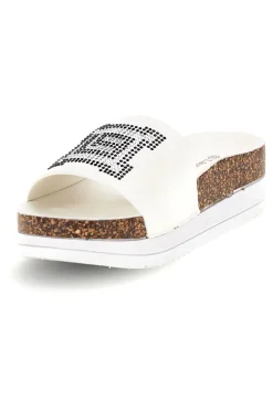 Ciabatte bianche con fascia logata e platform 9784-LAURA BIAGIOTTI Sale