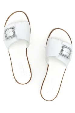Ciabatte Bianche con Fibbia Decorativa Made in Italy 356670811-PITTARELLO Outlet