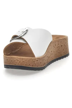 Ciabatte Bianche Con Fibbia e Platform In Pelle 38 Pk-INBLU Best