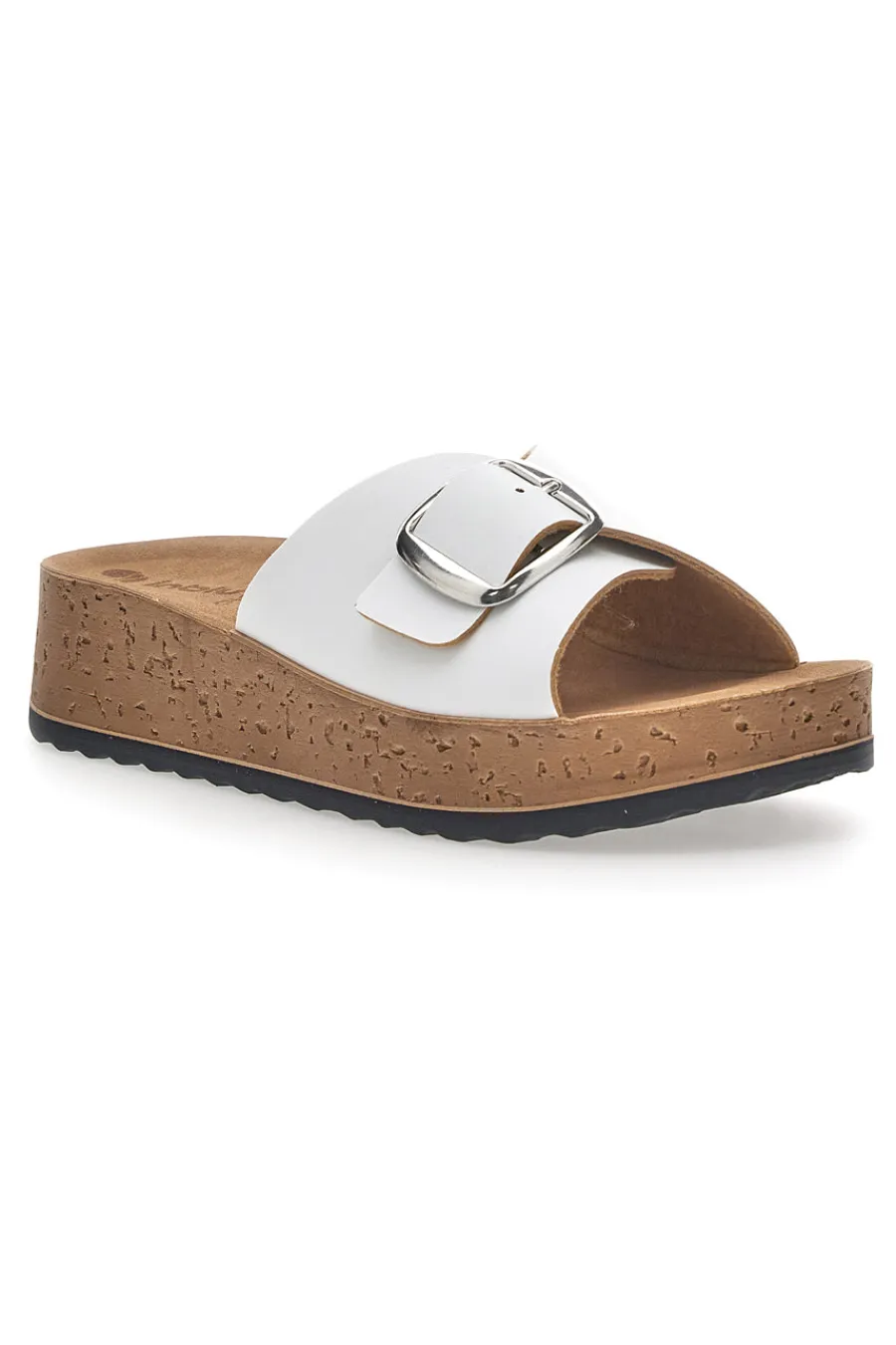 Ciabatte Bianche Con Fibbia e Platform In Pelle 38 Pk-INBLU Best