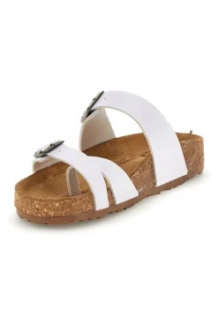 Ciabatte bianche con fibbie e plantare anatomico 203-BIO UP Outlet