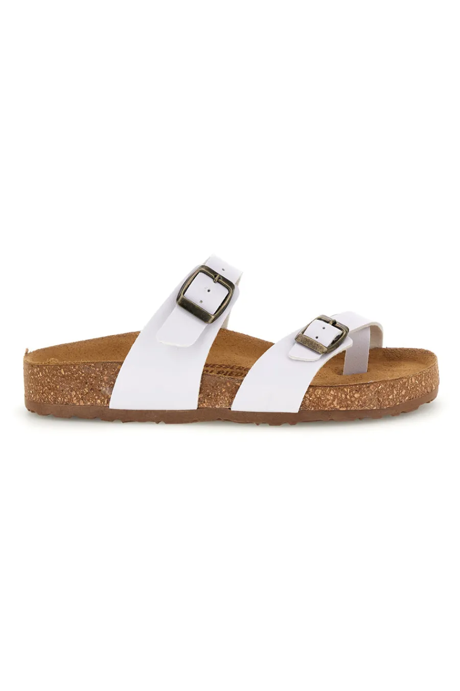 Ciabatte bianche con fibbie e plantare anatomico 203-BIO UP Outlet