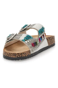 Ciabatte bianche con fibbie e perline 14177-PRIMA RIGA Discount