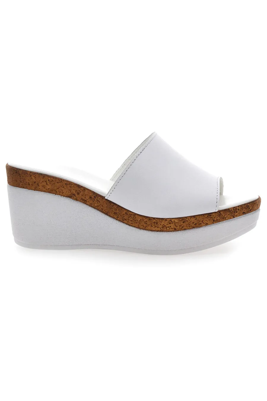 Ciabatte Bianche Con Zeppa con Fascia in Pelle 28004525-PITTARELLO