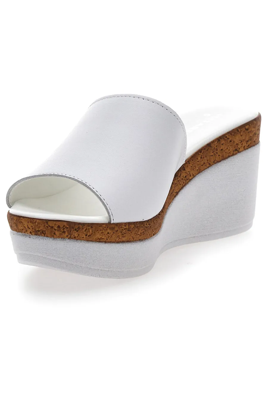 Ciabatte Bianche Con Zeppa con Fascia in Pelle 28004525-PITTARELLO
