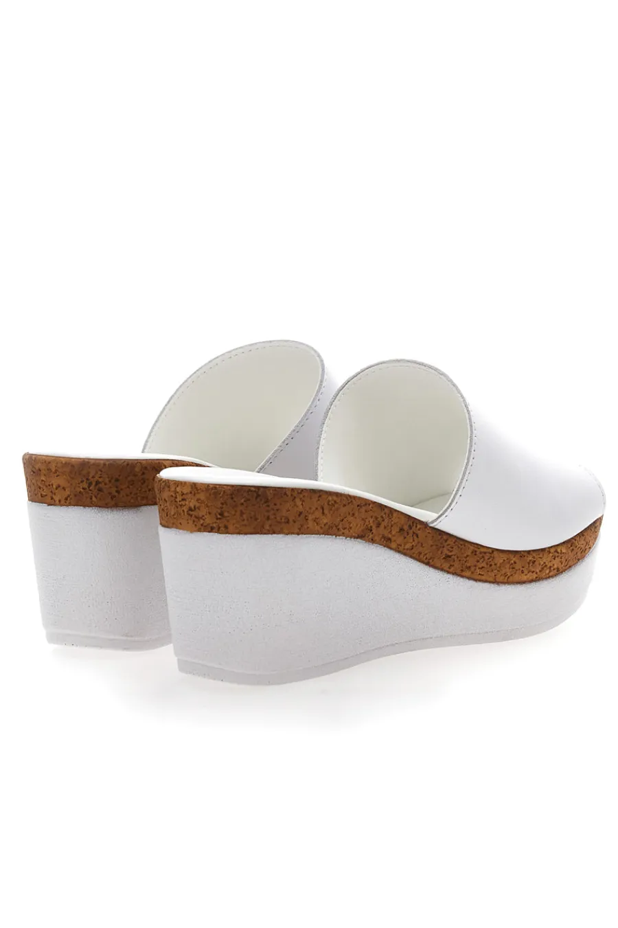 Ciabatte Bianche Con Zeppa con Fascia in Pelle 28004525-PITTARELLO