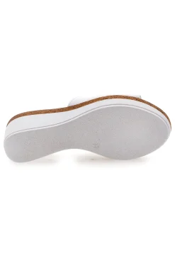 Ciabatte Bianche Con Zeppa con Fascia in Pelle 28004525-PITTARELLO
