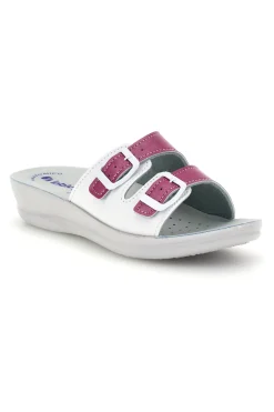 Ciabatte bianche e fucsia con doppia fibbia 62 VR-INBLU Best