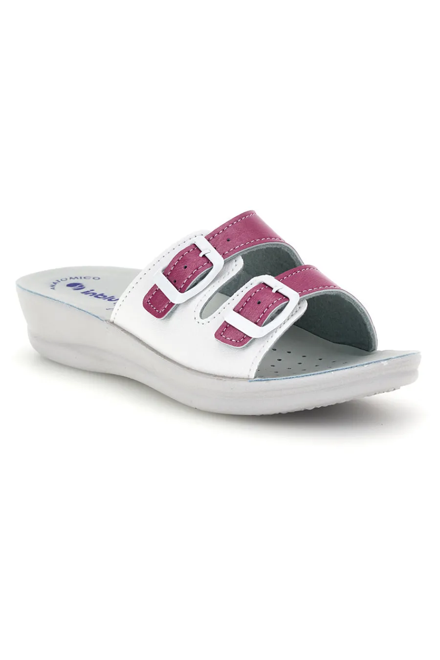 Ciabatte bianche e fucsia con doppia fibbia 62 VR-INBLU Best