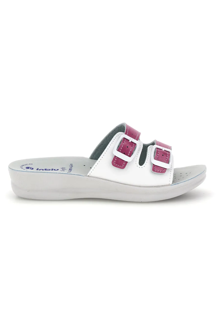 Ciabatte bianche e fucsia con doppia fibbia 62 VR-INBLU Best