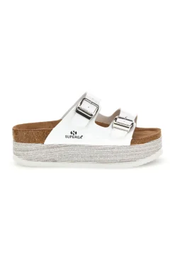 Ciabatte bianche lucide con doppia fibbia S11U009-SUPERGA