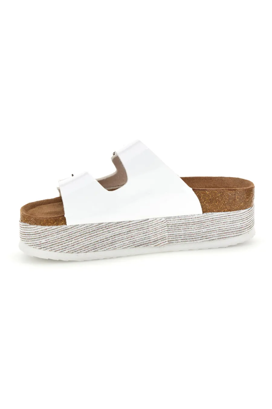 Ciabatte bianche lucide con doppia fibbia S11U009-SUPERGA