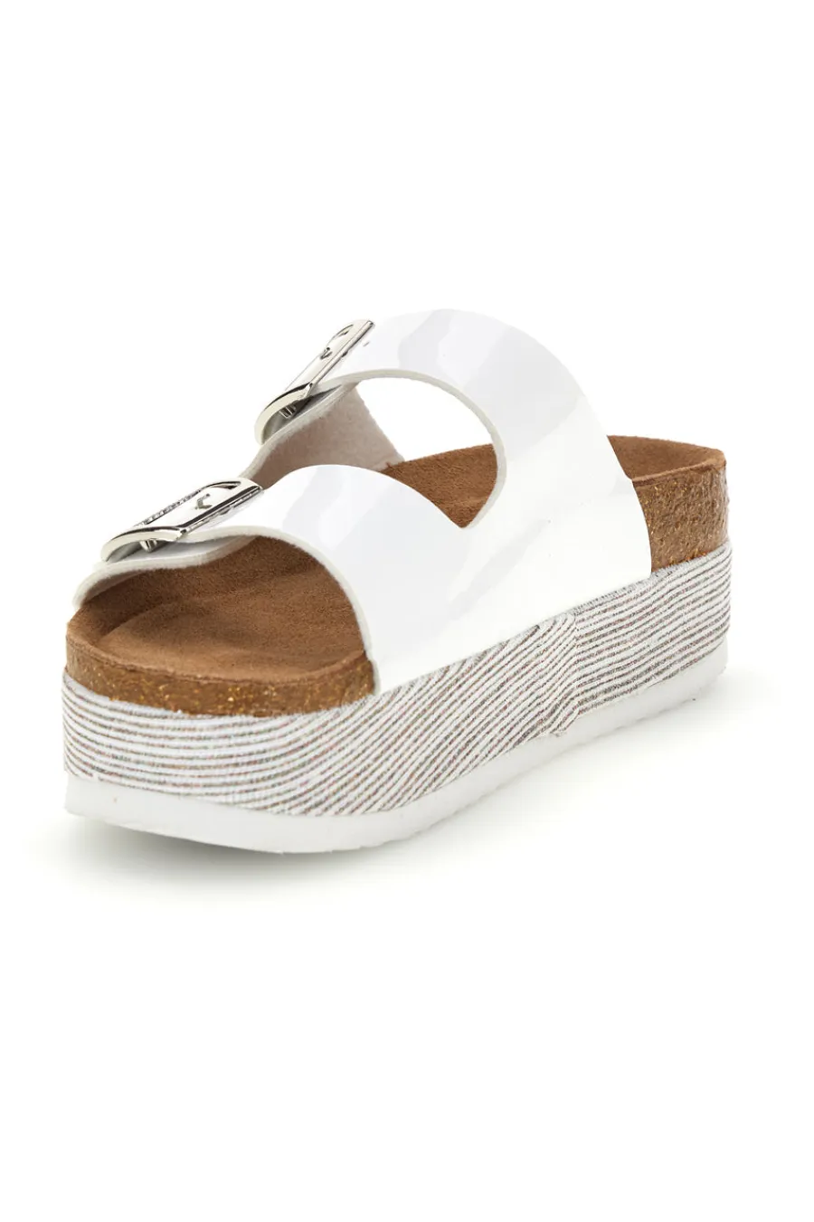 Ciabatte bianche lucide con doppia fibbia S11U009-SUPERGA