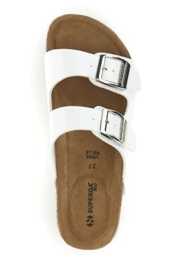 Ciabatte bianche lucide con doppia fibbia S11U009-SUPERGA