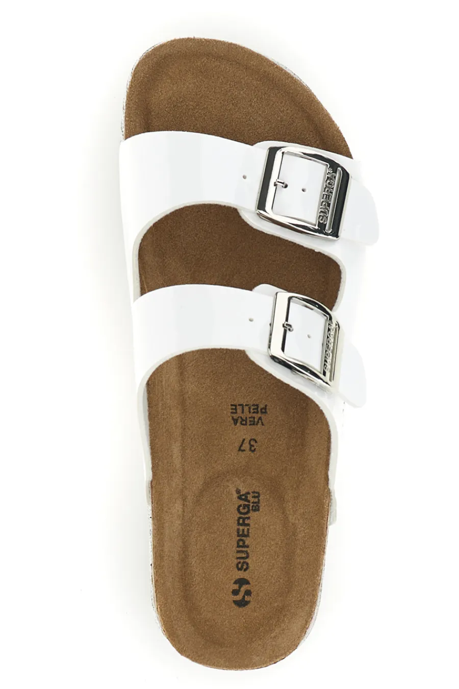 Ciabatte bianche lucide con doppia fibbia S11U009-SUPERGA