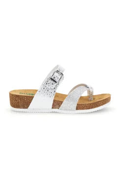 Ciabatte bianco argento sottopiede in vera pelle 293A311SR-PITTARELLO ECO Clearance